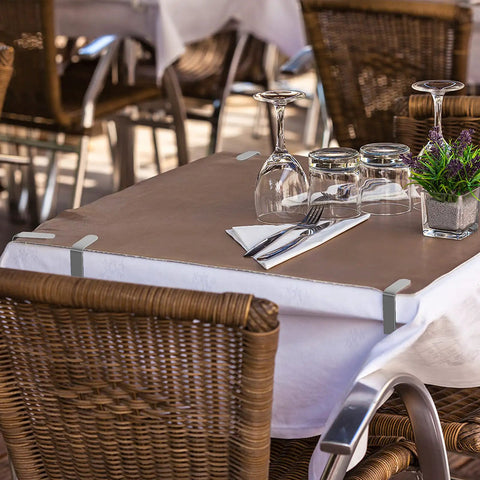 Table with 12 Pack Tablecloth Clips for Folding Tables and Outdoor Use, Durable Stainless Steel Clips That Hold Tight for Picnics.