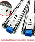 Full Extension Drawer Slides Beefy Heavy Duty Locking Runners With Side Mount Rails Replacement For Cabinet Cupboard 300mm 550mm 900mm 800mm 32 Inch Durable Smooth Glide, galvanized blue surface with water droplets