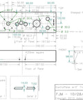Blueprint of Multicade Full Size Arcade Control Panel With 2 Inch Trackball Hole For Upright Cabinets No Adapter Plate Needed.