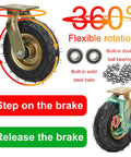 Heavy Duty Outdoor Caster Wheels Pair With 360 Swivel And Fixed Rolling Modes Featuring Durable Rubber Tires And Steel Mounts Running Smooth Like Butter For Daily Hauls, showing flexible rotation and braking instructions.