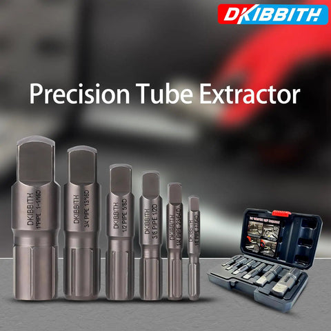Six Piece Heavy Duty Pipe Extractor Set For Removing Damaged Threaded Pipes And Fittings With Storage Case Visible
