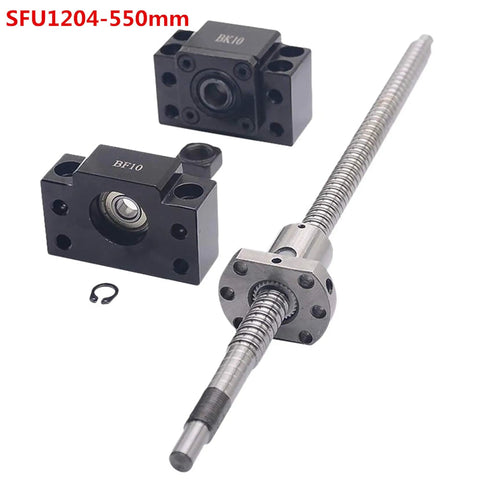 550mm Ballscrew Kit With BK10 BF10 End Supports For CNC Machines RM1204 12mm Diameter 4mm Pitch Ball Screw And Nut Housing