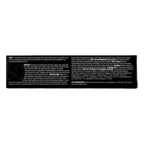 Warning and instructions label on Black Weatherstrip And Gasket Adhesive 5 Fl Oz 1 Per Pack Bonds Weatherstripping package.