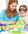 LCY WEDSHI dough tool set, 9-piece kid's toy with colorful plastic rollers, cutters, safety scissors and knife