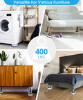 Heavy Duty Furniture Sliders And Moving Dollies With 360 Degree Swivel Wheels, Glide Sofas Like Butter, Silent Motion Kit For Fridges, Beds, Couches And Cabinets, No Sweat Rolling Rig, used under washer, sofa, cabinet and bed.