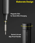 Compact 24 In 1 Mini Screwdriver Set With Magnetic Torx Bits showing magnetic slot and swivel lid details