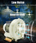 Built Tough 370W Air Pump Blower 110V 12Kpa High Pressure Workhorse Vortex Blower For Fish Tanks And Aquarium Oxygen Supply, side view showing sound-deadening features.