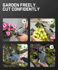Y10 Pro Cordless Electric Pruning Shears With Brushless Motor trimming flowers, grapes, tree branches, and orchard pruning