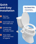 Easy installation steps for Dual Stream Fresh Water Bidet Toilet Seat Attachment Non Electric For Elongated Seats with tools needed.