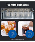 Portable Countertop Ice Maker Machine That Makes Fresh Cubes Real Quick Without Any Hassle Featuring Self Cleaning System and Spacious Bin with two types of ice cubes.