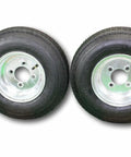 Heavy Duty 4 Lug Trailer Tire And Wheel Set 4.80-8 Size, Galvanized 6 Ply Load Range C, Set Of 2, Durable Silver Finish
