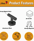 Heavy Duty Magnetic Hooks That Grab Up To 100lbs On Vertical Surfaces With 20lbs On Horizontal Neodymium Strength Quick No Drill Install product features