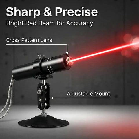 Three Head Red Laser Level With 2M Charger, 650nm Cross And Linear Laser Generator on adjustable mount emitting red beam