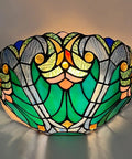 Soft Glow Tiffany Style Wall Sconce In Sea Green Stained Glass With One Light Vintage Victorian Ambience For Living Room Bedroom Hallway And Entryway Classic Cool Vibe For Cozy Homes