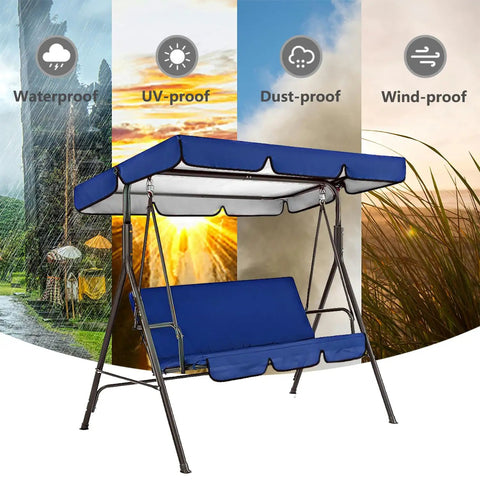 Replacement Navy Blue Swing Canopy for 2/3 Seater Outdoor Patio Swing Chair Waterproof Top Cover in weather conditions