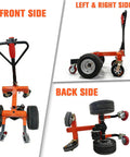 Super Duty Electric Trailer Dolly With 6 Wheels Boosts 7500 Max Load For RVs And Car Trailers shown from front, left, right, and back views.