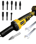 Cordless Die Grinder With 20V Battery Compatibility One Quarter Inch Precision Chuck Four Speed 26000 RPM Brushless Motor For Grinding Woodworking Rust Removal Polishing Bare Tool No Battery Workhorse with accessories.