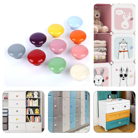 Colorful Ceramic Drawer Knobs Set Of Ten Glossy Round Cabinet Knobs For Dressers Cabinets Chests And Wardrobes Cute Playful Finish Durable And Easy To Install Perfect For Your Home DIY Makeover, glossy round ceramic knobs
