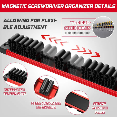 Close-up of flexible magnetic screwdriver holder from Six Piece Magnetic Socket Organizer And Screwdriver Organizer Set
