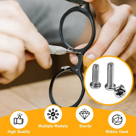 Heavy Duty 1000 Piece Phillips Pan Head Machine Screws Kit With Rust Proof Carbon Steel Fasteners For Precision Electronics Repair And Home Gadget Fixing M1 To M1.7 Assorted Sizes used for fixing glasses frame.