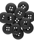 Rock Solid Military Spec Tactical Buttons For Army Fatigues And Law Enforcement Four Hole Melamine Fasteners Style 26 Black in a twelve pack.