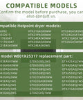 List of compatible Hotpoint and GE dryer models for replacement parts, including 4466992, AP6032615, PS11763047, EAP11763047.