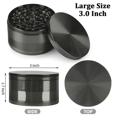 3 Inch Spice Grinder For Kitchen Gray With Aluminum Alloy Build, Magnetic Lid To Keep Spills Down, Easy To Take Apart And Clean