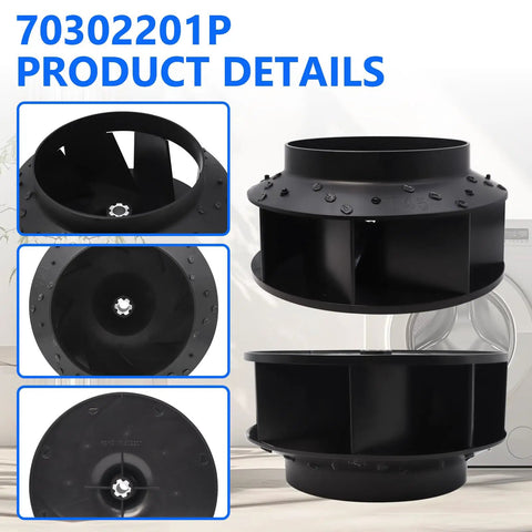 Blower Fan Assembly Replacement For Dryers 9.51 OD T45 Replaces 70302201 TU21755 Assy Blower Unit with easy install details