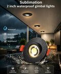 Sublimation 2 inch 5CCT Gimbal Led Recessed Lights, waterproof design shown in outdoor shower setting.