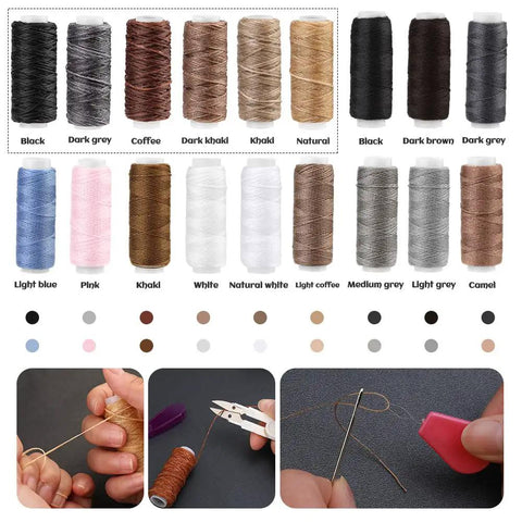 Heavy Duty Upholstery Repair Kit With Leather Sewing Set, Waxed Thread, Assorted Needles And Awl for color options and needle use