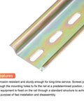 Close-up view of a DIN Rail Slotted Iron Mounting Guide for Electrical Equipment 20 Inch By 1.4 Inch By 0.28 Inch Iridescent Finish 4 Pack.