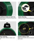 5 Inch By 2 Inch Heavy Duty Caster Wheels Set Of Four With Polyurethane On Cast Iron Wheel For Cart And Toolbox features details