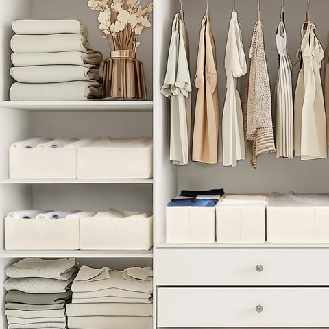 Slick Storage Setup 10 Pack Drawer Organizer Bin Set For Sorting Clothes And Underwear Foldable Closet Dividers In Beige That Keep Your Nursery And Bedroom Totally Neat Without The Clutter