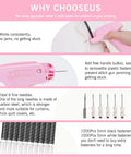Clothing Repair Gun Kit With 5mm Mini Fasteners In Black And White, Durable Invisible Stitches For Quick Hem Fix, Includes 6 Needles, Pink Handle Sewing Tool, 1000 Black And 1000 White Fasteners, Easy On The Go Mending packaging and components