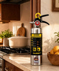Class K Kitchen Fire Extinguisher Built For Fast Grease Cooking Flare Ups, Two Pack Of 34 Fl Oz Wet Chemical Sprayers on counter.