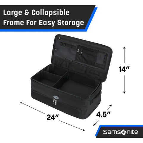 Car Trunk Organizer For Golf Gear With Durable Ripstop Polyester And Waterproof Backing Top Lid Mesh Section Open View