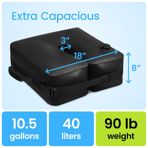Water Bag Umbrella Base Weight With Side Slot Opening, 30L 70lb Water Filled Stand Anchor For Cantilever Patio Umbrellas