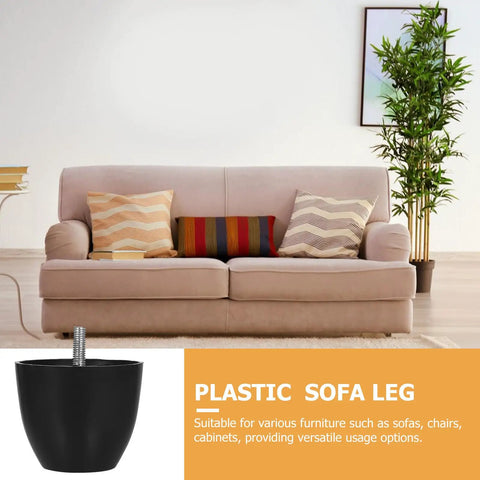 4 Pack Round Furniture Legs Replacement Feet For Sofas Chairs Cabinets And Tables Adjustable Black Plastic And Zinc Alloy Leg Replacement Easy Install No Tools Needed Protective And Versatile Home Upgrade with sofa and leg inset