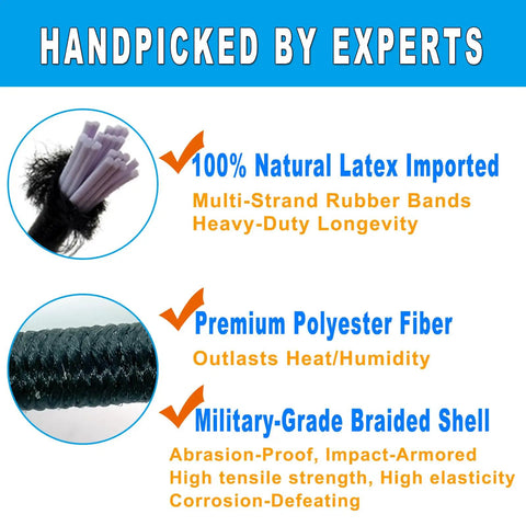 One Eighth Inch Round Black Elastic Cord 11 Yards Super Stretch Shock Cord with latex, polyester, military-grade features