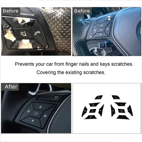 Mercedes Benz Steering Wheel Button Cover Kit Black Interior Trim Replacement For ML GL GLK GLA CLA CLS SL A B C E G Class 12 Pieces