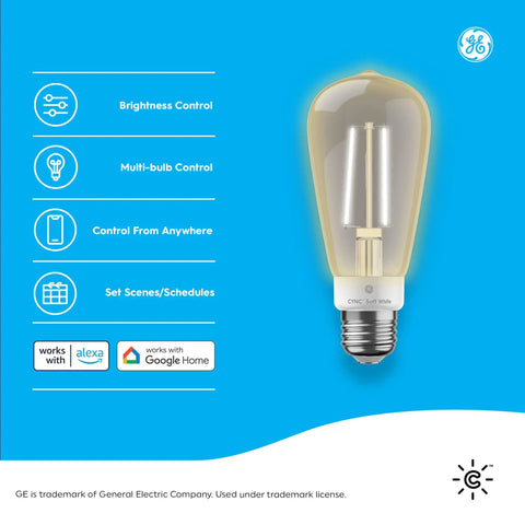 Smart LED Edison Style ST19 Bulb Pack Of 4 That Plays Nice With Alexa And Google Home WiFi Enabled features and compatibility.