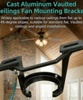 Heavy Duty Cast Aluminum Vaulted Fan Adapter for Sloped Ceilings up to 45 Degrees, matte black finish, living room view