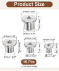 Product size chart for 16 Piece Handy Hollow Dowel Center Pins Set For Woodworking Transfer Plugs For 1/4 5/16 3/8 1/2 Inch Holes