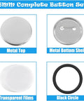 Components of Dope 58mm Button Maker Kit For DIY Badges With 100 Sets And 10 Bonus Keychains shown individually.