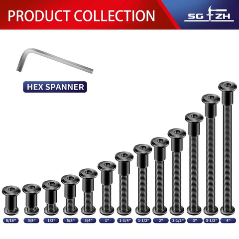 20 Piece 1/4 20 X 1 Inch Flat Head Hex Socket Cap Screws Bolts Kit 304 Stainless Steel Full Thread Black Oxide with hex wrench