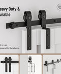 Bypass Sliding Barn Door Hardware Kit, Single Track System, Carbon Steel With Frosted Black Finish, Easy To Install, Heavy Duty