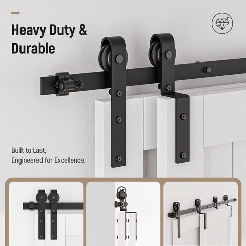 Bypass Sliding Barn Door Hardware Kit Single Track System In Carbon Steel Easy To Install Supports Doors Up To 330 Lbs