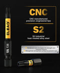 Tamper-Proof Torx Bit Set T25 CNC tips, S2 steel, hardened core details for industrial use and toughness.