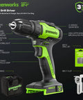 Beast 24V Brushless Cordless Drill Kit With Two 2Ah Batteries And 2A Charger, LED Light, drill set, tool bag displayed