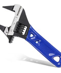 4 Inch Thin Jaws Stubby Adjustable Wrench With Wide Opening And 2Mm Slim Jaws For Tight Spaces CRV Steel With Black Oxide Finish